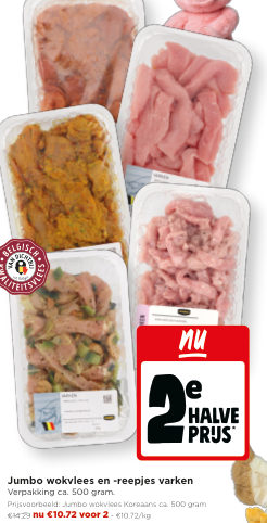 Jumbo wokvlees en -reepjes varken