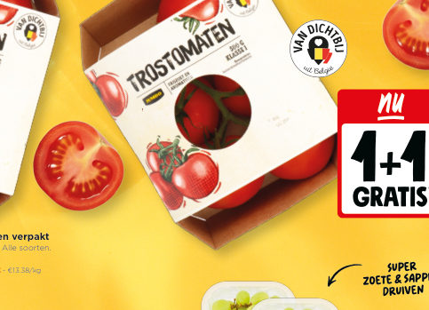 Jumbo trostomaten verpakt