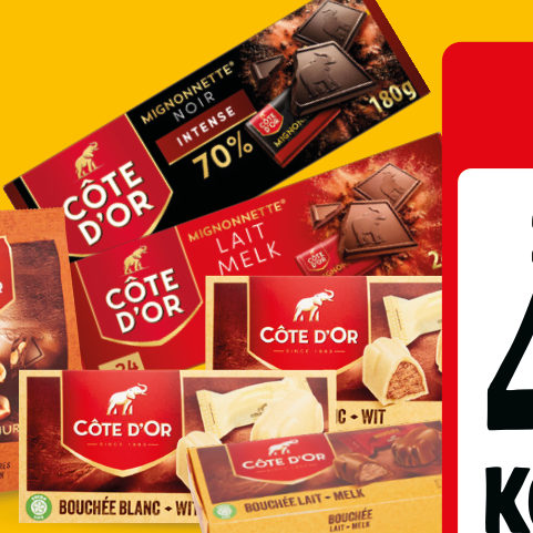 Côte d'Or bouchees, mignonnettes en carrés