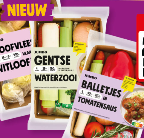 Jumbo maaltijdpakket stoofvlees, balletjes in tomatensaus of Gentse waterzooi